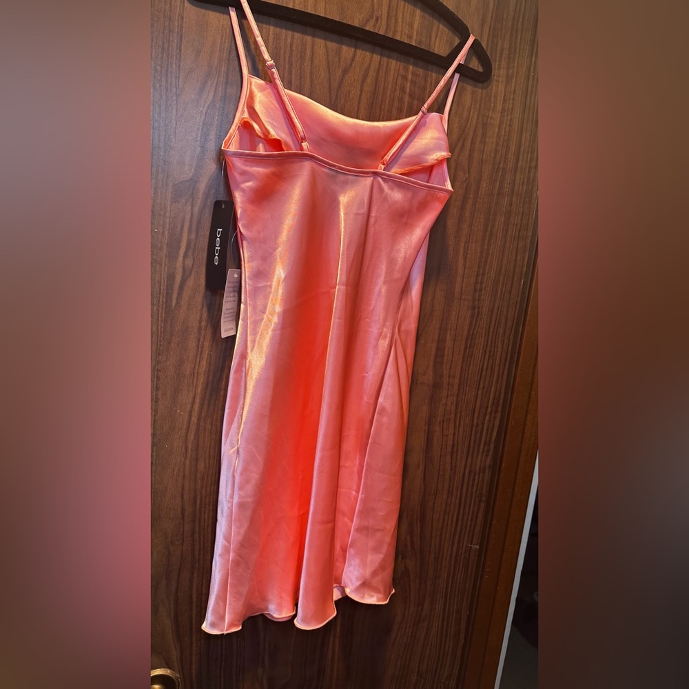 bebe Pink Satin Chemise - Picture 2 of 4